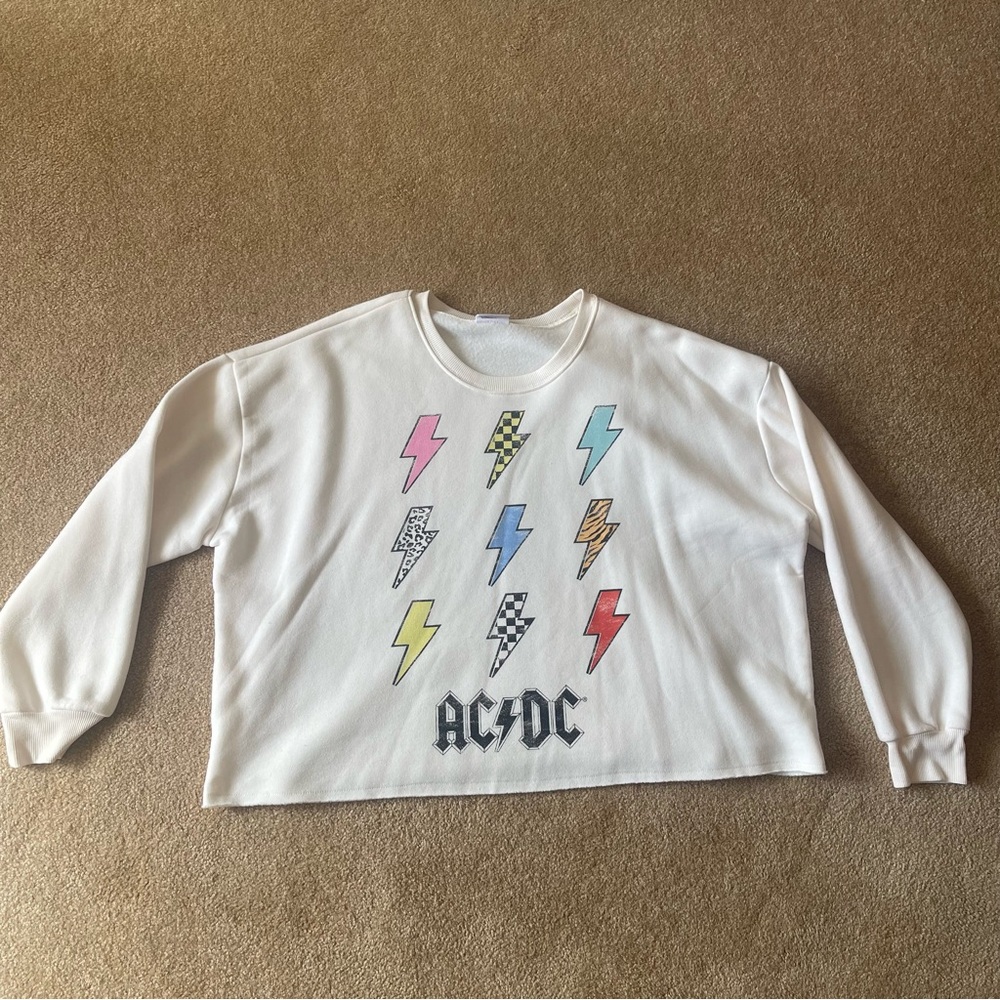 AC/DC Cropped Graphic Crew Neck
